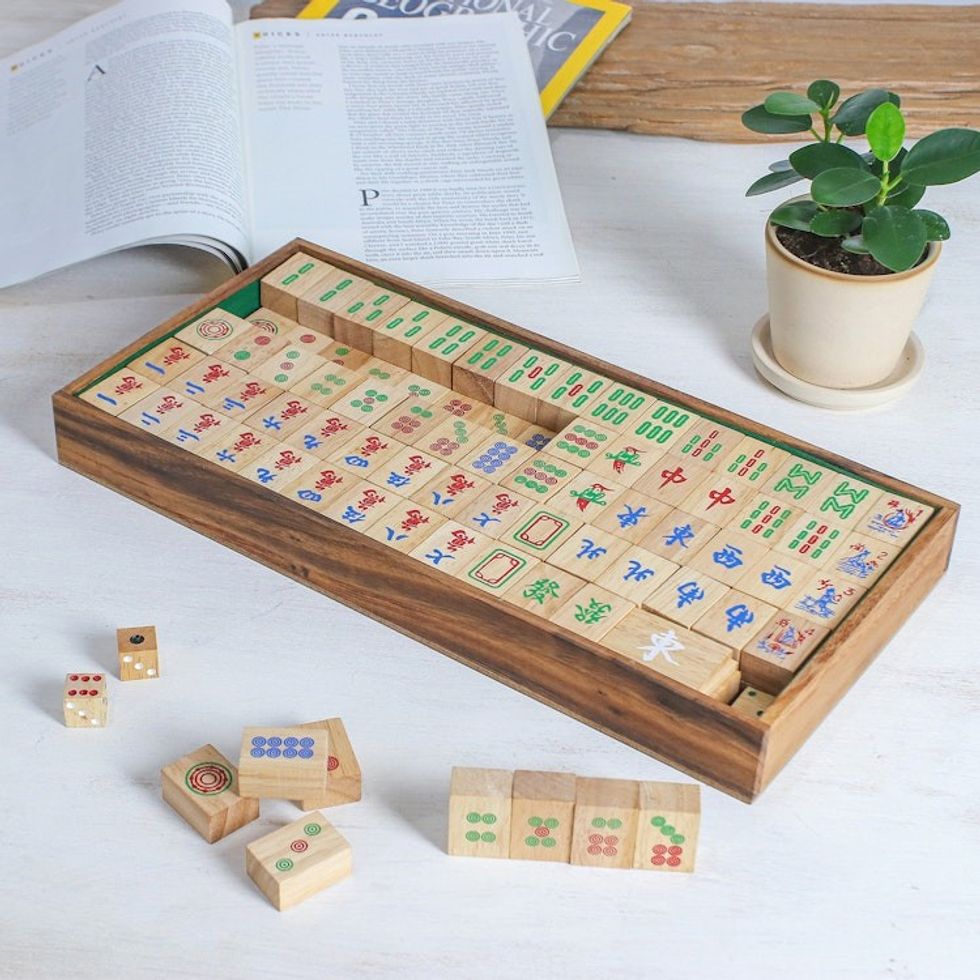 Hand Made Wood Mah Jongg Game from Thailand 'Mah Jongg'