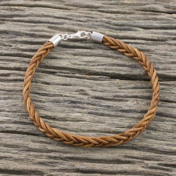 Alternate image for Leather Braided Wristband Bracelet in Copper from Thailand Style and Strength in Copper