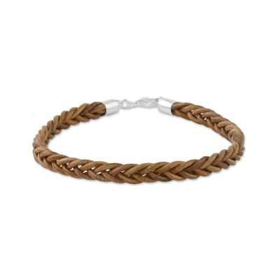 Alternate image for Leather Braided Wristband Bracelet in Copper from Thailand Style and Strength in Copper