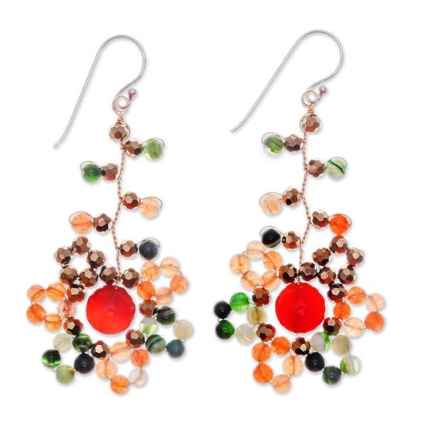Alternate image for Warm-Toned Multi-Gemstone Beaded Dangle Earrings Dawn Atoms