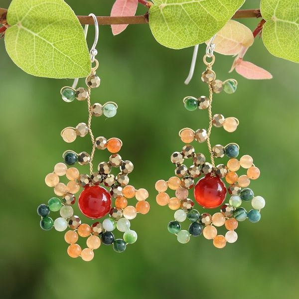 Alternate image for Warm-Toned Multi-Gemstone Beaded Dangle Earrings Dawn Atoms