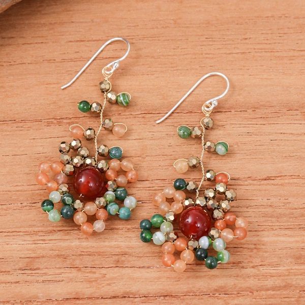 Alternate image for Warm-Toned Multi-Gemstone Beaded Dangle Earrings Dawn Atoms