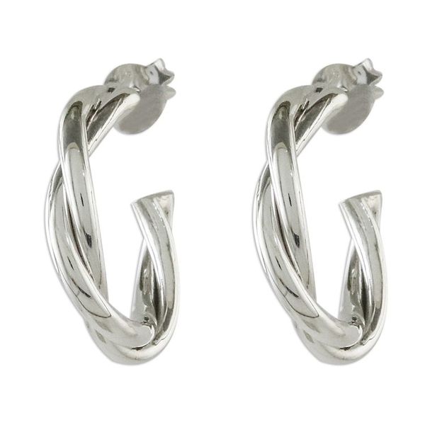Alternate image for Spiral-Shaped Silver Half-Hoop Earrings from Thailand Spiral Curves