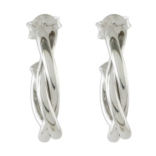 Alternate image for Spiral-Shaped Silver Half-Hoop Earrings from Thailand Spiral Curves