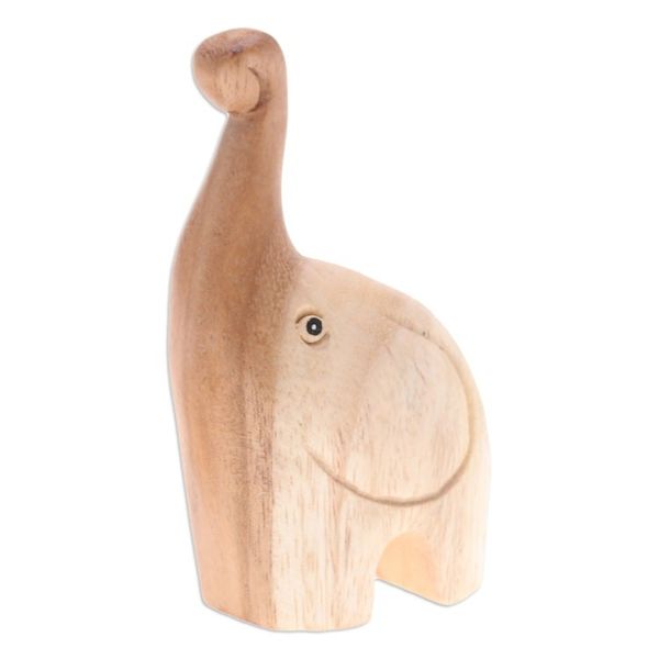 Alternate image for Handmade Happy Baby Elephant Raintree Wood Figurine Tiny Greeting