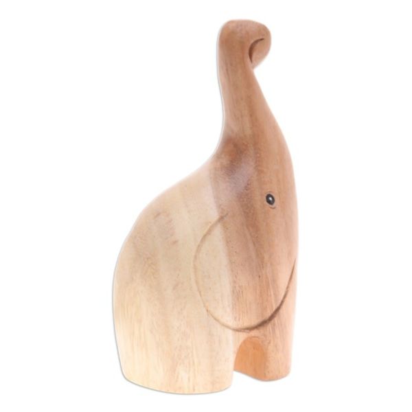 Alternate image for Handmade Happy Baby Elephant Raintree Wood Figurine Tiny Greeting