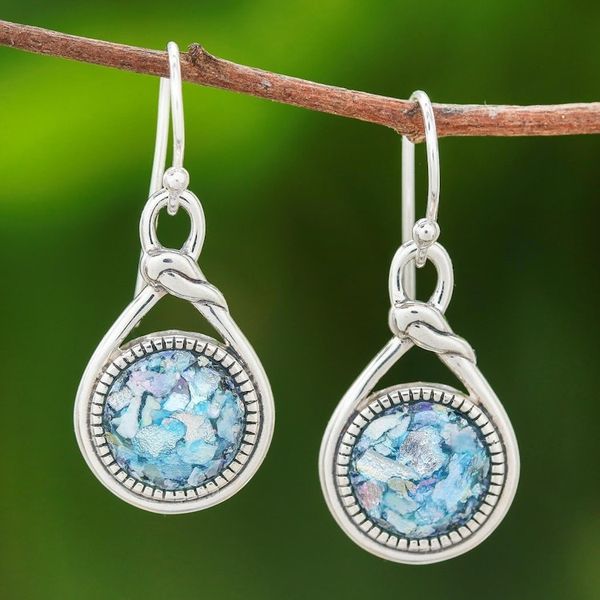 Alternate image for Knot Pattern Roman Glass Dangle Earrings from Thailand Roman Knot