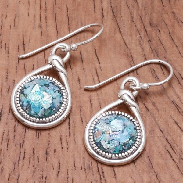 Alternate image for Knot Pattern Roman Glass Dangle Earrings from Thailand Roman Knot