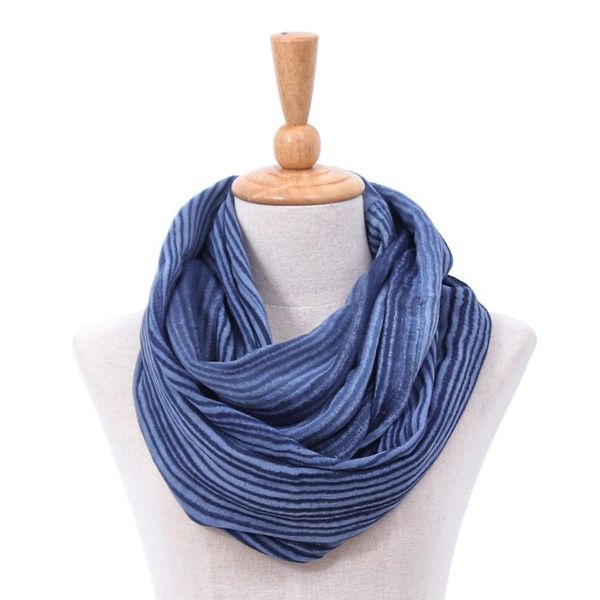 Alternate image for Dark Blue and White 100 Cotton Infinity Scarf from Thailand Foggy Night