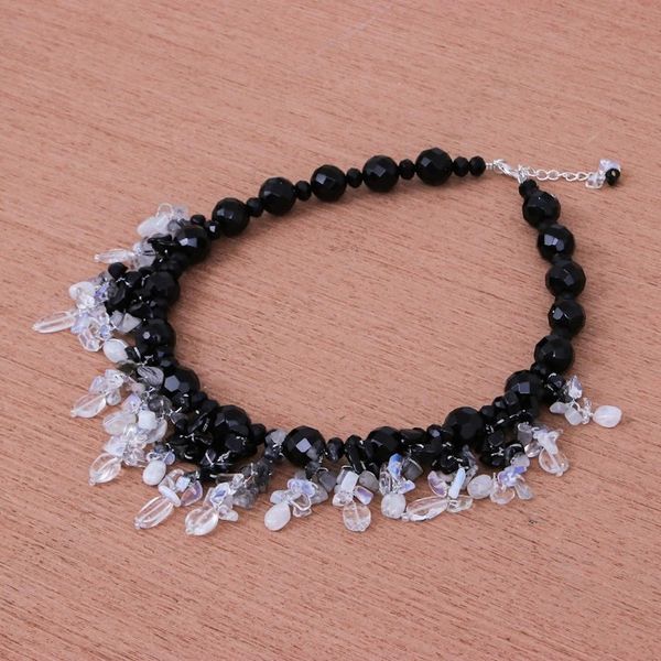 Alternate image for Black and White Multigemstone Beaded Necklace Sparkling Night