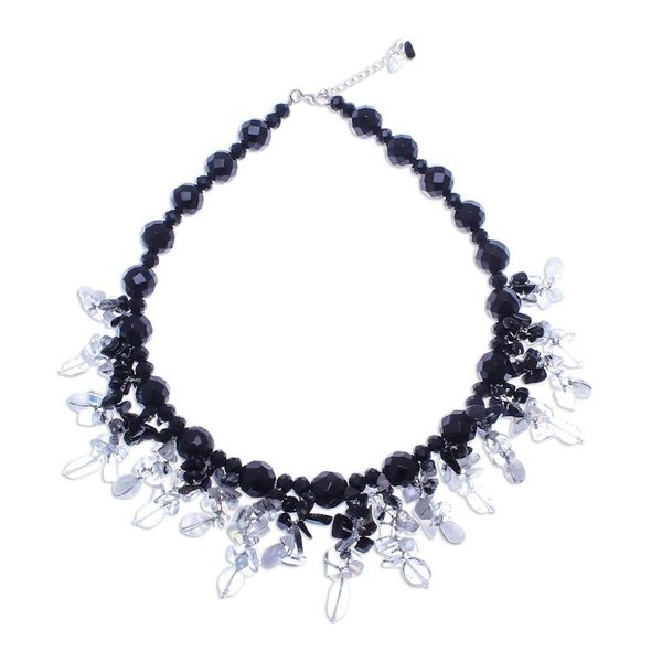 Alternate image for Black and White Multigemstone Beaded Necklace Sparkling Night