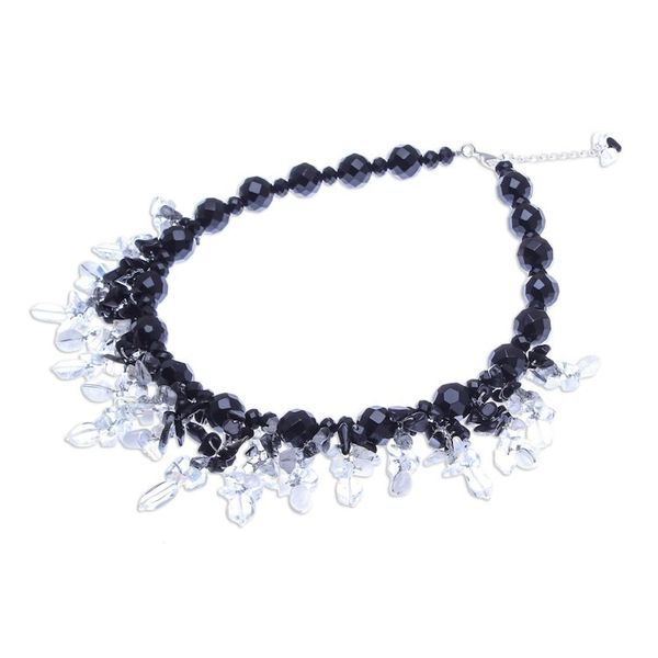 Alternate image for Black and White Multigemstone Beaded Necklace Sparkling Night