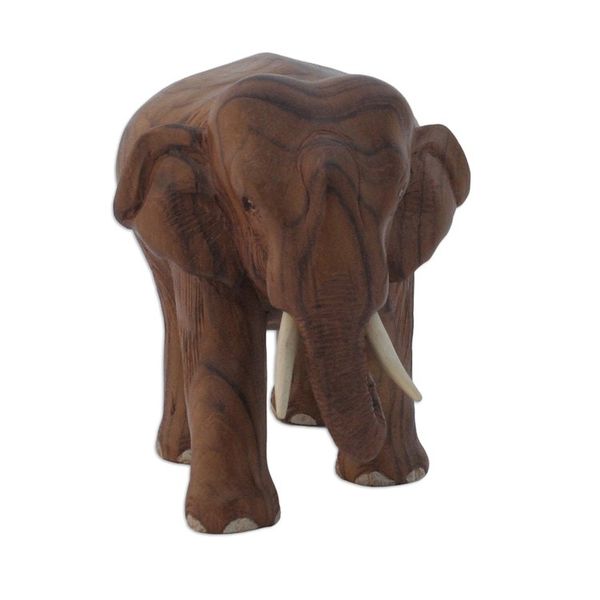 Alternate image for Teak sculpture Purposeful Elephant