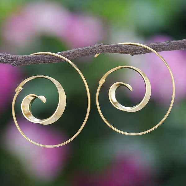 Alternate image for Artisan Crafted Gold-Plated Drop Earrings Luxe Spiral
