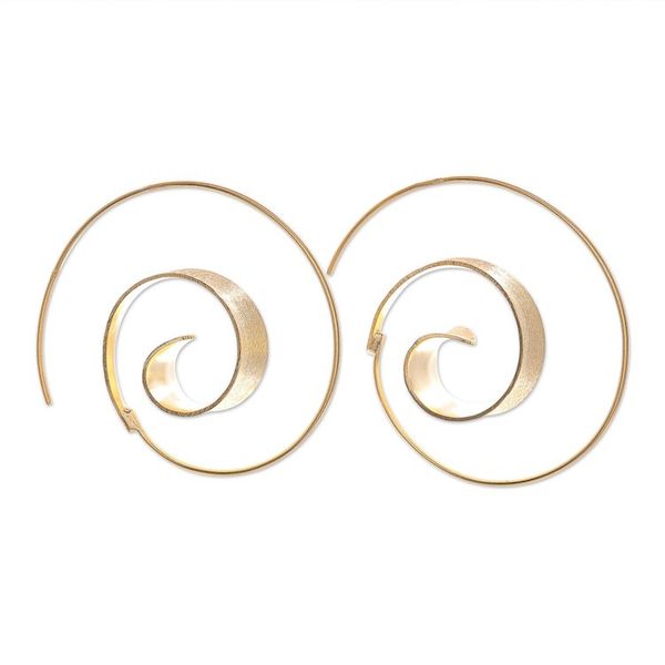 Alternate image for Artisan Crafted Gold-Plated Drop Earrings Luxe Spiral