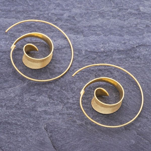 Alternate image for Artisan Crafted Gold-Plated Drop Earrings Luxe Spiral