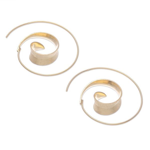 Alternate image for Artisan Crafted Gold-Plated Drop Earrings Luxe Spiral