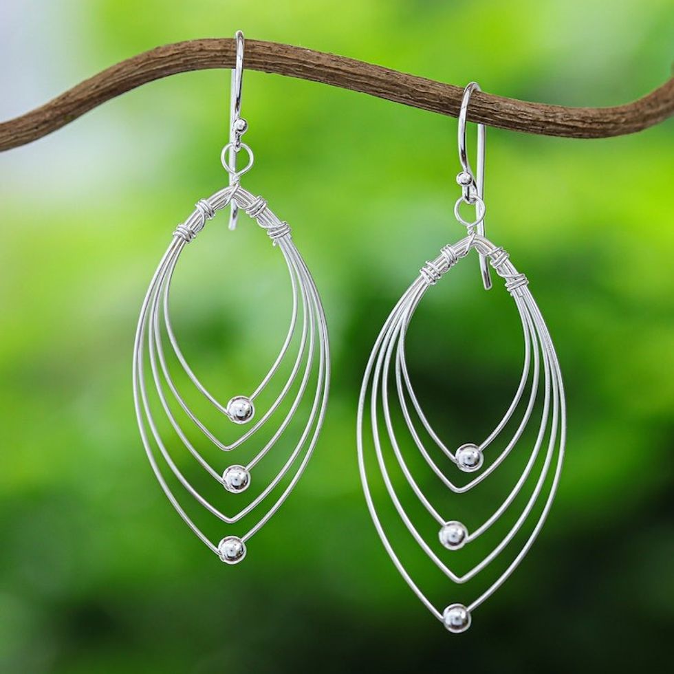 Marquise-Shaped Sterling Silver Dangle Earrings 'Marquise's Gaze'