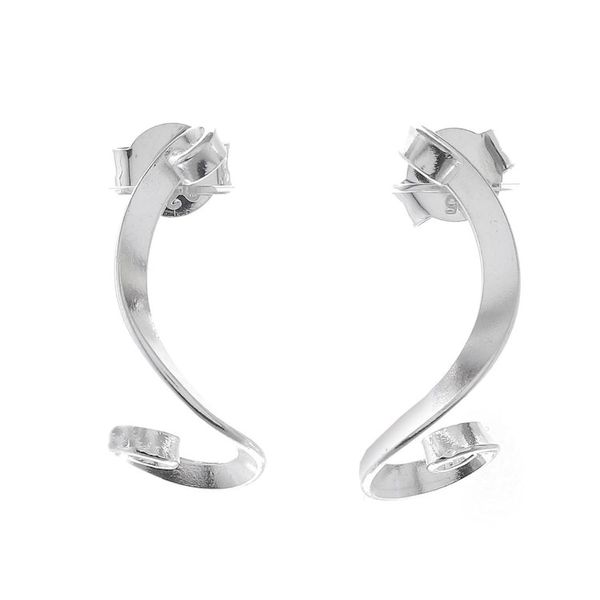 Alternate image for Sterling Silver Ribbon Drop Earrings from Thailand Coiling Ribbons
