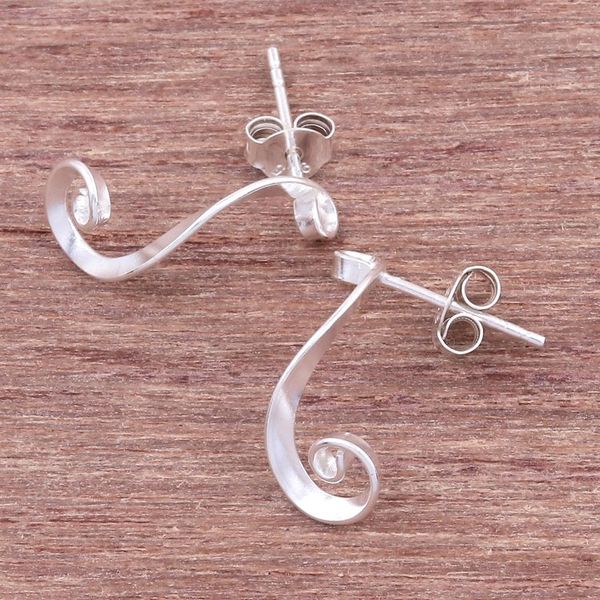 Alternate image for Sterling Silver Ribbon Drop Earrings from Thailand Coiling Ribbons