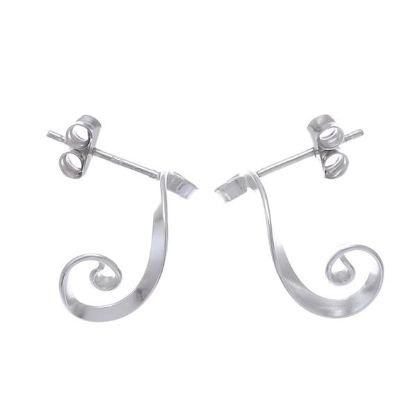 Alternate image for Sterling Silver Ribbon Drop Earrings from Thailand Coiling Ribbons