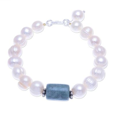 Alternate image for Hand Made Jade and Cultured Pearl Bracelet Soothing Tonic