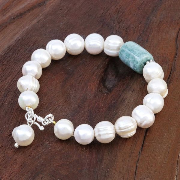 Alternate image for Hand Made Jade and Cultured Pearl Bracelet Soothing Tonic