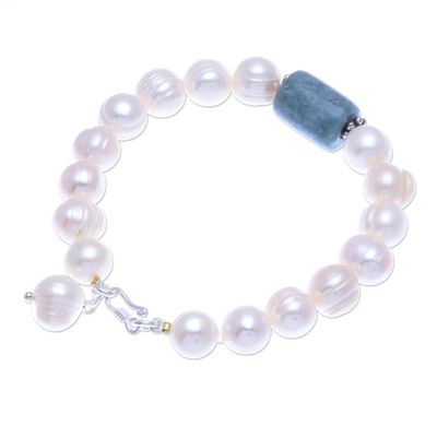 Alternate image for Hand Made Jade and Cultured Pearl Bracelet Soothing Tonic