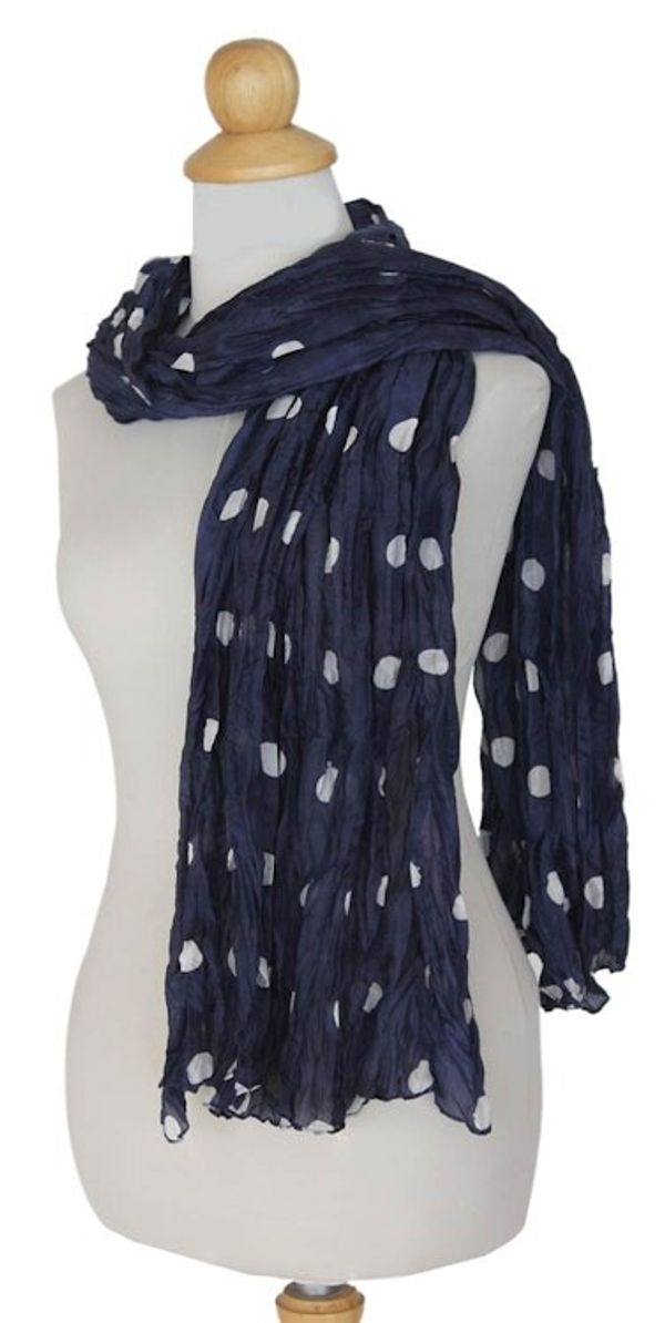 Alternate image for Batik scarf Blue Polka Retro