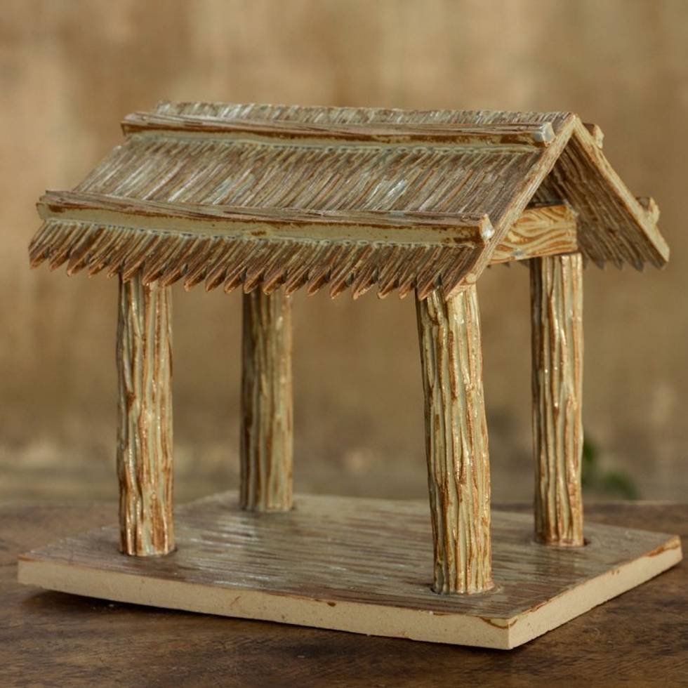 Hand Crafted Celadon Christmas Stable 'Shelter'