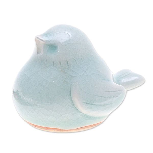 Alternate image for Artisan Crafted Celadon Bird Figurine Sweet Robin