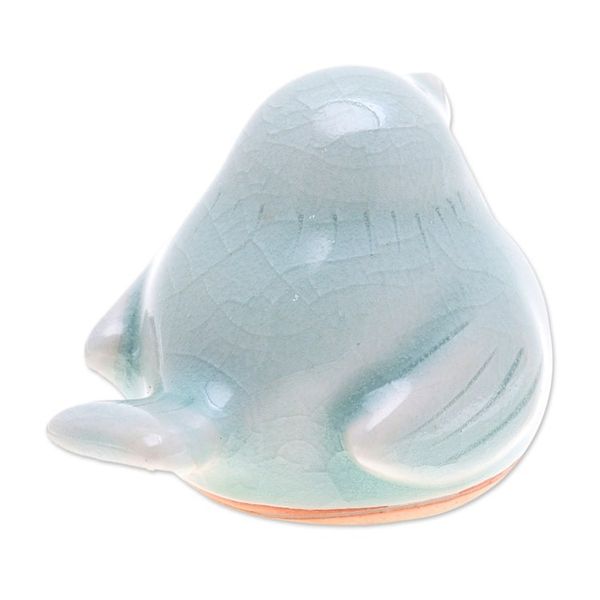 Alternate image for Artisan Crafted Celadon Bird Figurine Sweet Robin