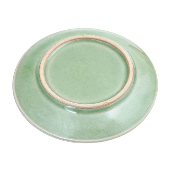 Alternate image for Elephant Motif Handcrafted Thai Celadon Dessert Plate Sleeping Elephant