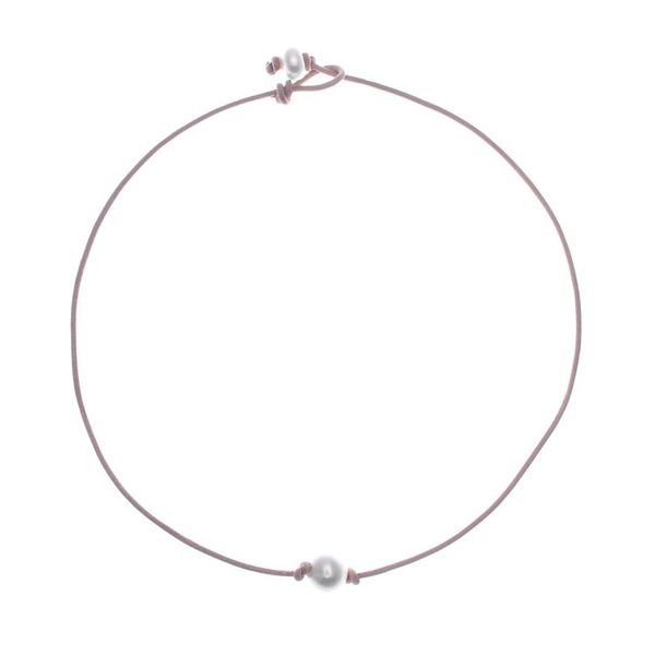 Alternate image for Leather Cord Necklace with Cultured Pearl Pendant and Clasp Innocent Soul