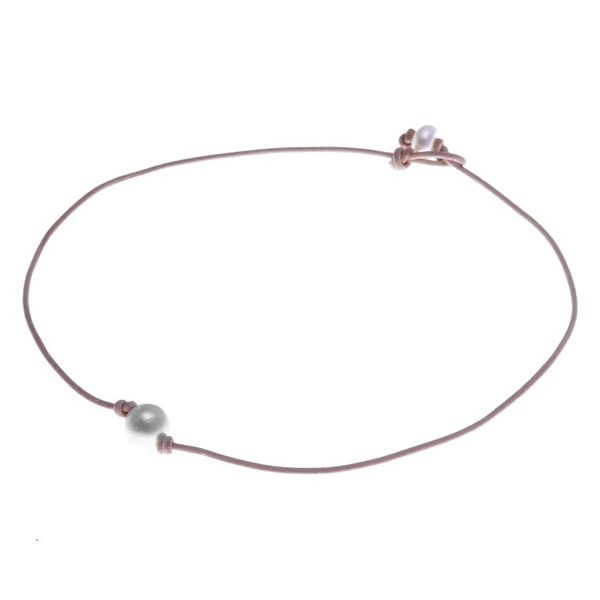Alternate image for Leather Cord Necklace with Cultured Pearl Pendant and Clasp Innocent Soul