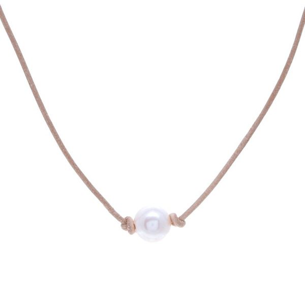 Alternate image for Leather Cord Necklace with Cultured Pearl Pendant and Clasp Innocent Soul