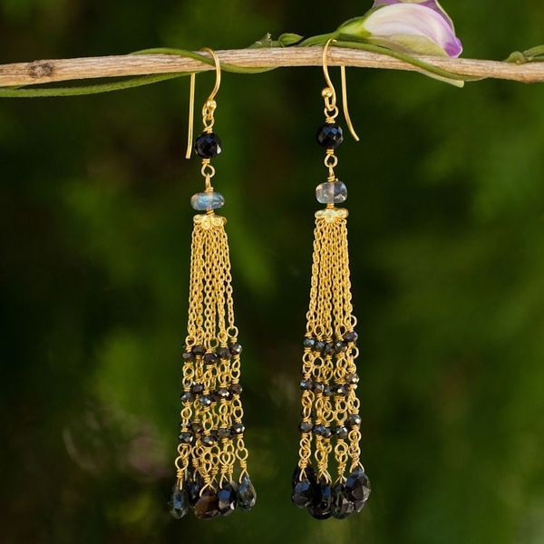 Alternate image for Gold Plated Earrings with Labradorite Tourmaline and Spinel Elysian Cascade