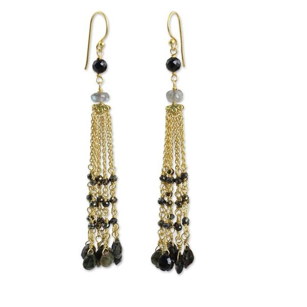 Alternate image for Gold Plated Earrings with Labradorite Tourmaline and Spinel Elysian Cascade