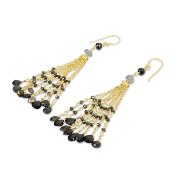 Alternate image for Gold Plated Earrings with Labradorite Tourmaline and Spinel Elysian Cascade