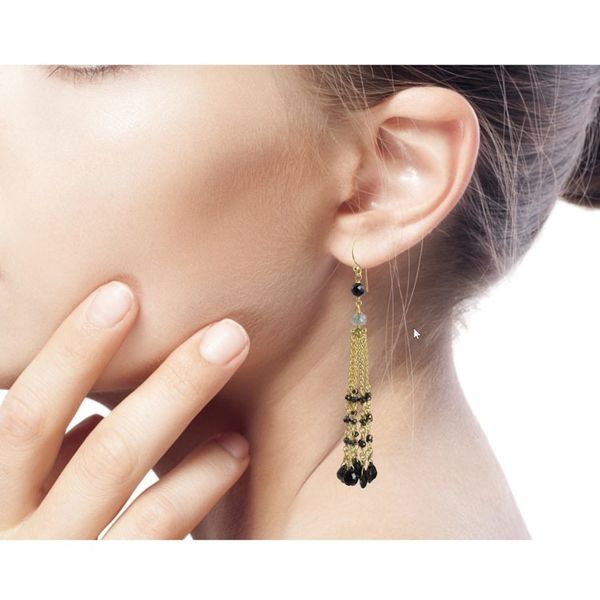 Alternate image for Gold Plated Earrings with Labradorite Tourmaline and Spinel Elysian Cascade