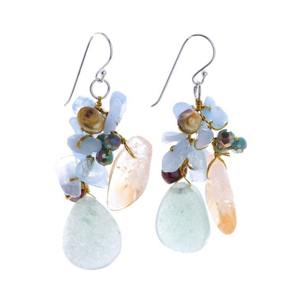 Alternate image for Blue-Toned Multi-Gemstone Beaded Cluster Dangle Earrings Heavens Jewels