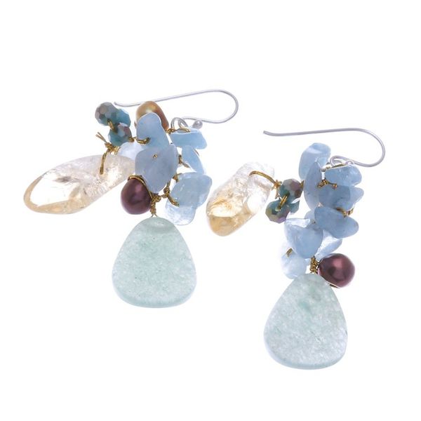 Alternate image for Blue-Toned Multi-Gemstone Beaded Cluster Dangle Earrings Heavens Jewels