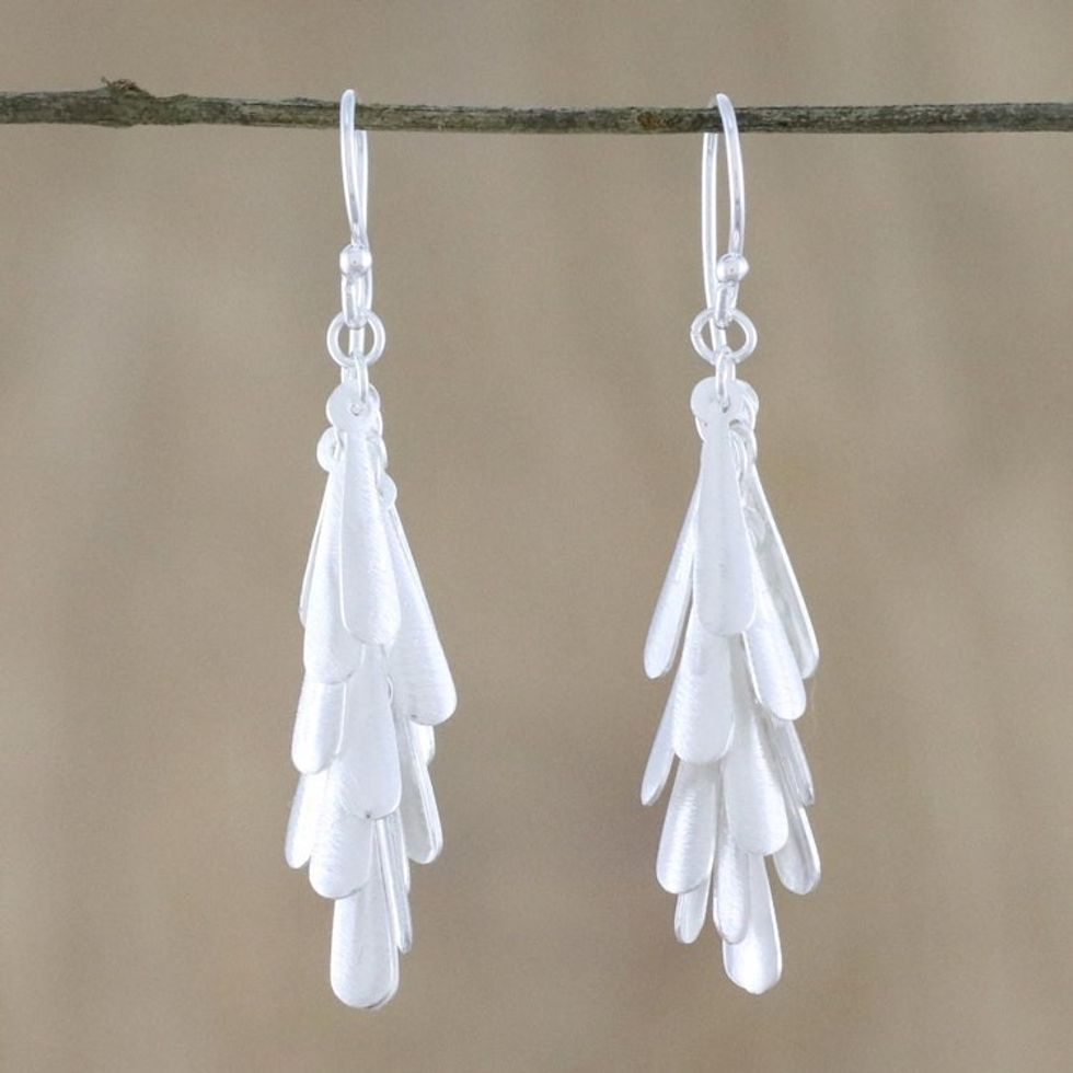 Handmade Sterling Silver Dangle Earrings from Thailand 'April Showers'