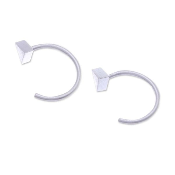 Alternate image for Minimalist Matte Triangle Sterling Silver Ear Cuff Earrings Sole Triangle