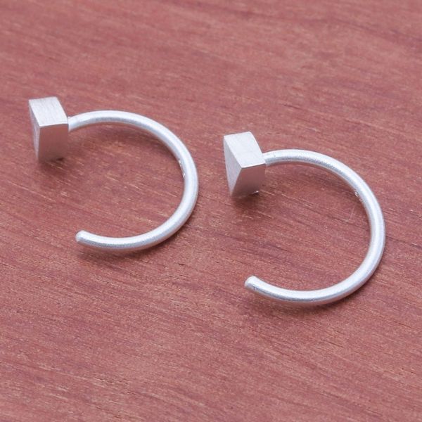 Alternate image for Minimalist Matte Triangle Sterling Silver Ear Cuff Earrings Sole Triangle