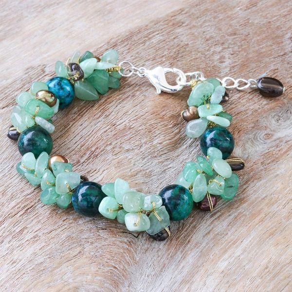 Alternate image for Smoky Quartz and Cultured Pearl Beaded Bracelet Sea Foam Charm