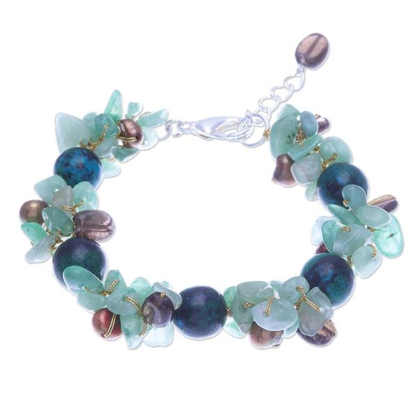Alternate image for Smoky Quartz and Cultured Pearl Beaded Bracelet Sea Foam Charm