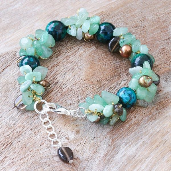 Alternate image for Smoky Quartz and Cultured Pearl Beaded Bracelet Sea Foam Charm