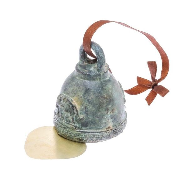 Alternate image for Oxidized Green Elephant Motif Brass Bell from Thailand Elephant Ring