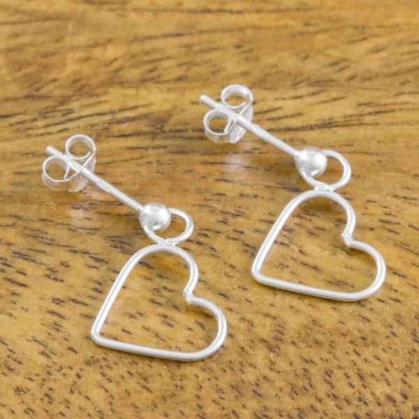 Alternate image for 925 Sterling Silver Heart Shaped Frame Earrings Elegant Heart